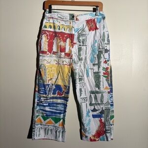 Vintage Chico’s Cotton Venice Scene Cropped Summer Pants